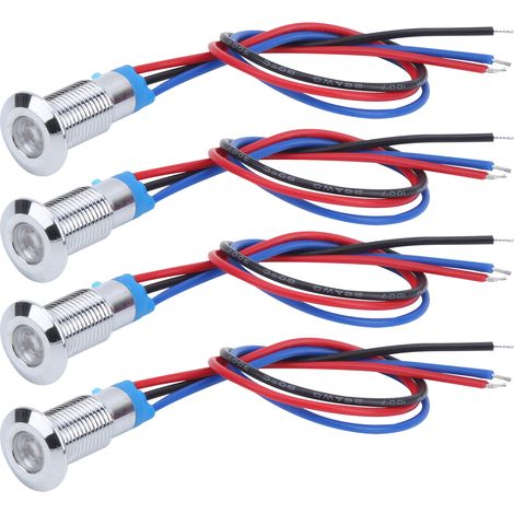 4er-Set LED-Anzeigeleuchten, 2-farbig, gemeinsame Anode, wasserdicht, Metall, 8 mm, 220 V (Rot, Blau) (1/5)