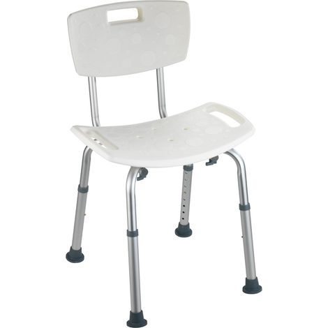 Taburete Baño Hasta 130Kg Wenko Alu/Plast Bl Secura Respaldo