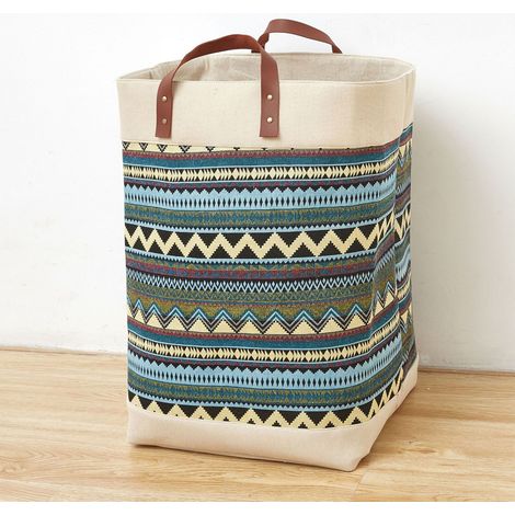 Panier à linge, sac à provisions en jute, grande capacité, panier de rangement pour vêtements sales, seau coloré pour la maison (1/5)