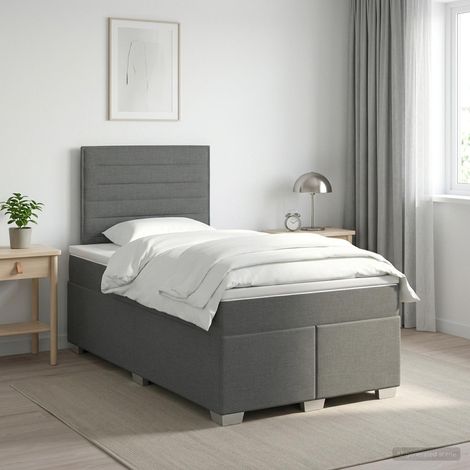 Cama box spring con colchón Gris oscuro 120 x 190 cm Tela (1/5)