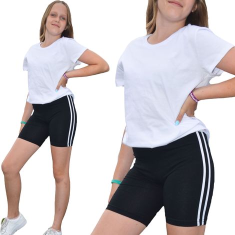 Tenue de sport pour filles, chemisier blanc, short noir PL 158 (1/2)