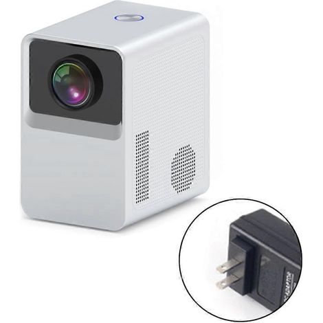 Tragbarer 1080p-Outdoor-Filmprojektor für TV-Box, Stick und DVD-Player – US-Stecker – Weiß