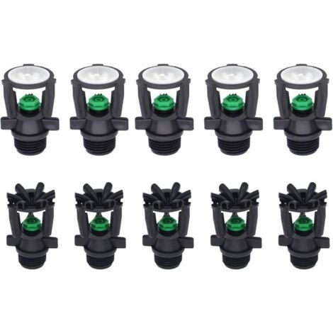 BUNTHAUS Lntyq Lot de 10 arroseurs de jardin à filetage mâle, rotation automatique à 360 °, buse d'arrosage pour pelouse, serre, légumes et cultures (1/5)