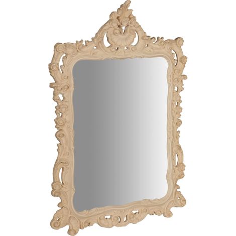 Miroir Mural en Bois Finition Brute L70 x PR8 x H106 - Miroir avec Cadre Vintage - Fabriqué en Italie