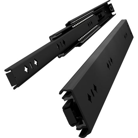 Glissières de tiroir robuste de 1000 mm Noir, largeur de 53 mm, capacité de charge jusqu'à 43 kg, extension complète à 3 volets, montage latéral, 1 paire (1/5)