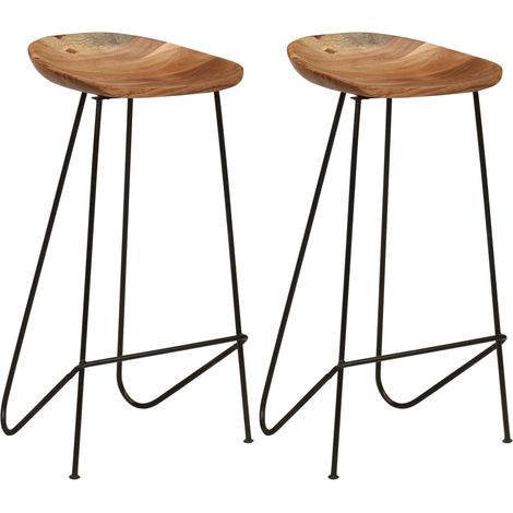 Lot de 2 Chaises de bar Tabourets de bar - Tabouret Haut Bois d'acacia massif BV722550 - BonneVie (1/5)