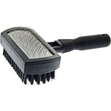 Double carde en plastique avec embouts et brosse pour chiens et chats (1/2)