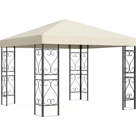 Gazebo da giardino in metallo stile ferro battuto - 9 m² - Nero - FIDALA (1/4)
