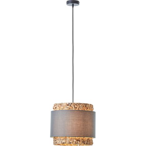 Brilliant Waterlilly Pendelleuchte 1flg grau/beige, Textil/Wasserhyazinthe/Metall, 1x A60, E27, 60 W