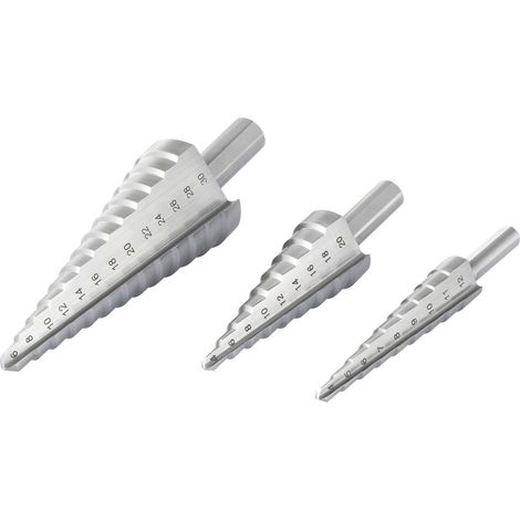 TOOLCRAFT TO-6802569 HSS Stufenbohrer-Set 3fach 4 - 20 mm, 4 - 12 mm, 6 - 30 mm 1 St. (1/4)