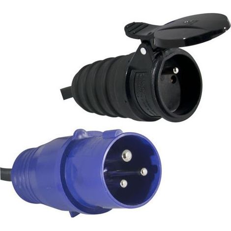 Adaptateur secteur mâle IP44 CEE pour prise de camping - Câble 3G 1,50 mm² de 0,3 m H07RN-F - Garantie 2 ans (1/2)