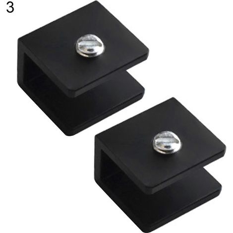 Ensemble de 2 pinces à verre carrées, noires, plates, ultra-résistantes et robustes, en acier inoxydable, portables, haute dureté et antichoc, adaptées à la fixation murale. (Mengx 3) (1/4)