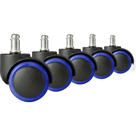Ruedas de goma para sillones, color negro y azul, 5 uds. (1/2)