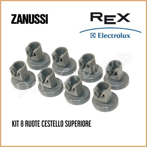 Kit 8 Ruote Cesto Cestello Superiore REX ELECTROLUX Per Lavastoviglie 50286967000 (1/4)