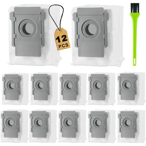 12 Sacs d'aspirateur de Rechange pour iRobot, Sacs à poussière pour Roomba i7, i7+, i8, i8+, i3, i3+, i4, i4+, i6, i6+, j7, j7+, s9, s9+ Aspirateur
