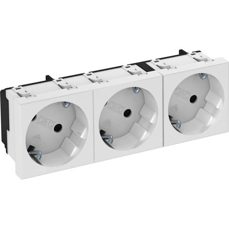 OBO Bettermann Presa 33°, 3 volte contatto di protezione 250V, 10/16A Policarbonato bianco puro RAL 9010, 6120123