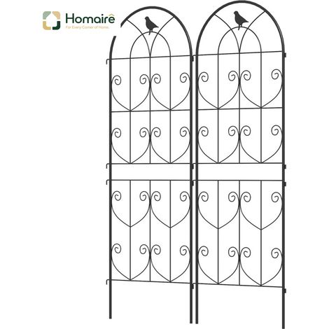 HOMAIRE Rankgitter mit Vögeln für Kletterpflanzen, Gemüse, Reben und Blumen, 2er-Pack, Metall, 50 x 150 cm, schwarz