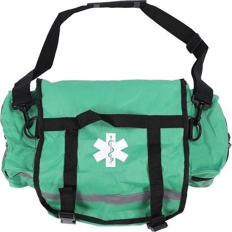 Large capacity emergency first aid bag with adjustable shoulder strap, reflective strip, green 600D PU Oxford fabric (1/5)