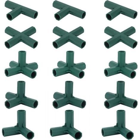 Lot de 15 Connecteurs De Cadre De Serre, Connecteurs d'angle pour Cadre De Jardin Tige d'hélice de 16 mm 5 Types de Support Stable Robuste pour Serre (1/5)