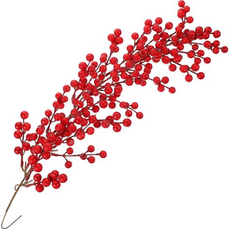 Branche de baies artificielles pour sapin de Noël, branches de houx et de baies de houx.-62CM-Red (1/3)
