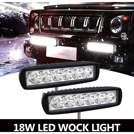 Phare de travail LED 18W 12V étanche IP67 – Faisceau spot 6500K – Pour véhicules hors route, camions, bateaux