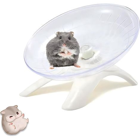 Rueda de ejercicio silenciosa para hámster, 18 cm, de plástico, para mascotas pequeñas, color blanco. (1/5)