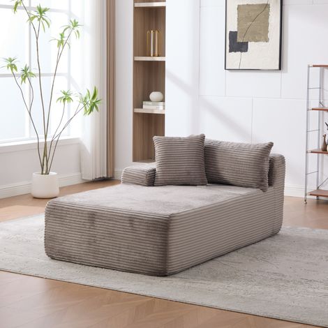 Canapé modulable à compression en tissu chenille, garni de mousse haute résilience 30D. Facile à déplacer et doté d'une base antidérapante, il est idéal pour les salons et autres espaces. – Gris (1/5)