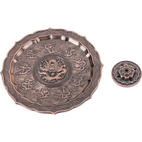 Plaque D'Encens - Alliage De Zinc - Motif Neuf Dragons - Pour Brûleur De Bâton D'Encens - Décoration Intérieure - 1 Pièce (1/5)