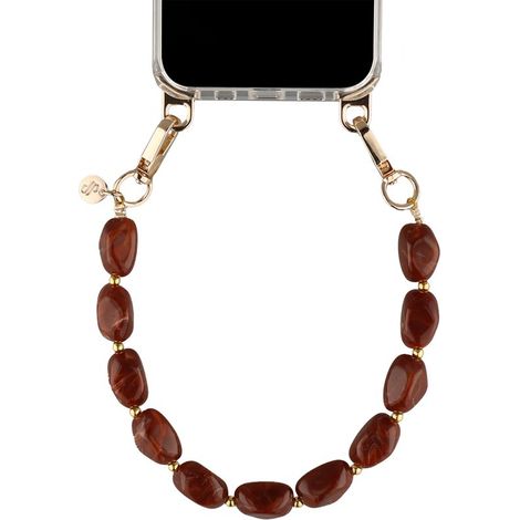 Cordon universel en satin souple pour poignet - Collier pour téléphone - Cordon pour téléphone portable - Marron (1/5)