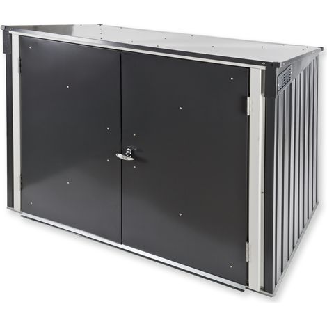 Duramax – Cache-poubelle métallique 2 x 240 litres – Habillage en tôle trapézoïdale – Résistant aux intempéries – Dimensions 154 x 97 x 115 cm