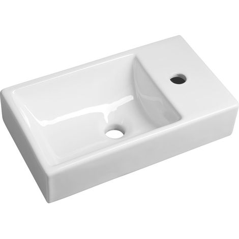 Sapho Small - Lave-mains Minos 450x260 cm, sans trop-plein, trou pour robinetterie à gauche, blanc 4057 (1/4)
