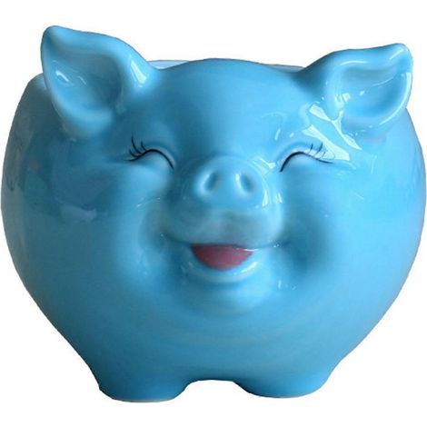 Pot de fleurs en céramique style nordique, motif cochon, plante grasse ou bonsaï - grand modèle - bleu