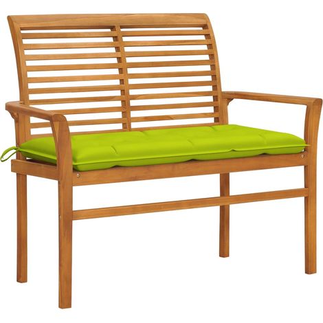 Banc de jardin Luxueux Fauteuil de jardin avec coussin vert vif 112 cm Bois de teck massif Chic-886816 (1/5)