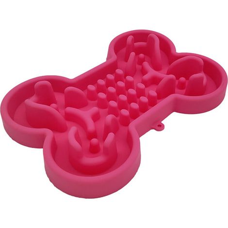 Bone Shape Pet Feeder Silicone Anti-Choking Bowl Pet Supplies Dog Puppy (Large Red: 33235.5CM) (1/5)