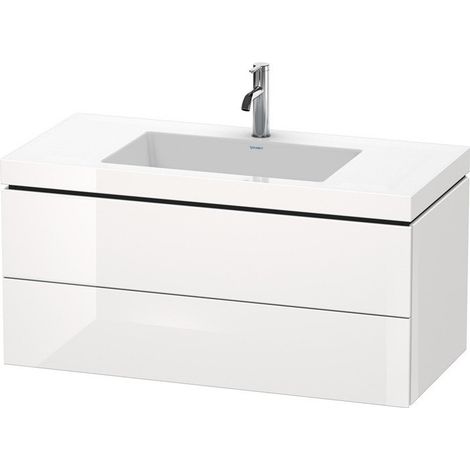 Meuble sous-vasque L-CUBE WT Vero Air 500x1000x480mm 1 trou de robinetterie blanc brillant