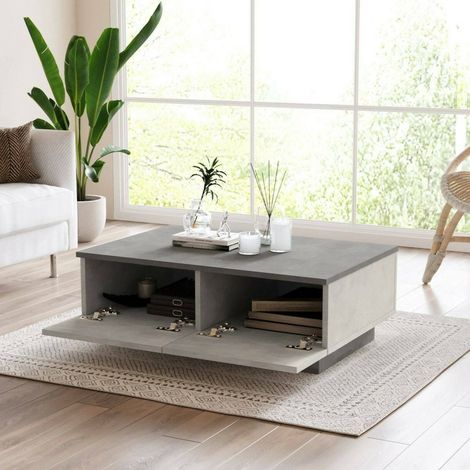 Dmora - Wohnzimmertisch Dlucches, Niedriger Wohnzimmertisch, Kaffeeregal, Couchtisch für Sofa, 90x60h32 cm, Silber und Anthrazit (1/5)