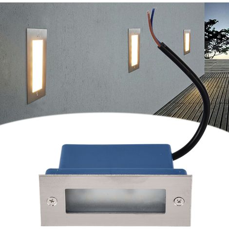 Éclairage encastré pour marches, 12 LED, ruban LED pour pieds, éclairage au sol, lumière blanc chaud, éclairage extérieur étanche en acier inoxydable pour marches de promenade. (1/5)