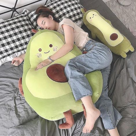 Niedliches Avocado-Plüschtier, Cartoon-Design, lächelndes, avocadoförmiges Schlafkissen, weiches Kissen, fruchtförmige Puppe, Babygeschenk, Puppe ca. 42 cm groß (1/5)