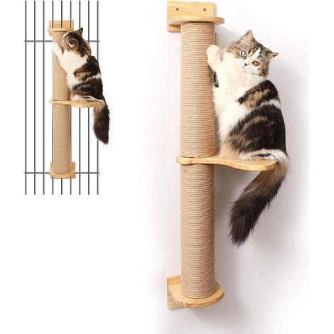 Arbre d'activité pour Chat, Griffoirs, Grattoir Mural en Jute, Bois d'hévéa ( Mis à Jour) (1/4)
