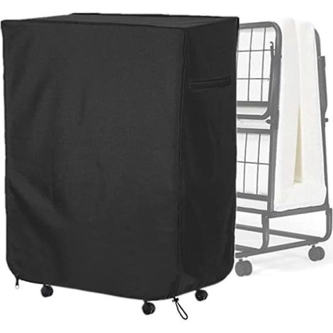 Housse de lit pliable - Imperméable et anti-poussière - Tissu Oxford résistant - Taille universelle - Facile à nettoyer - Usage extérieur - Noir SS (1/5)