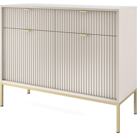 Cassettiera: 2 cassetti, 2 ante, Cashmere, oro, 104 x 83 x 39 cm, maniglie dorate (1/5)