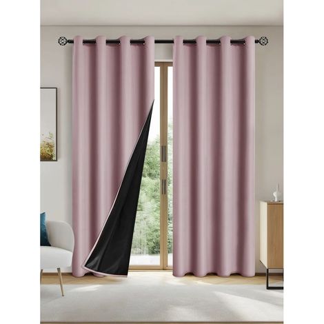 Lot de 2 Rideaux Occultants 100x160cm - Isolation Thermique et Protection Solaire, Pour Chambre et Salon (1/5)