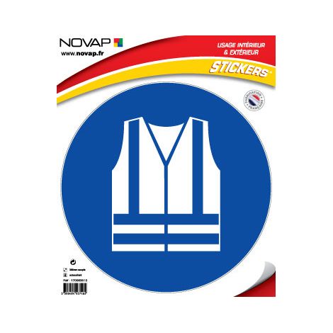 Panneau Obligation de porter un gilet de haute visibilité - adhésif Ø300mm - 4037462