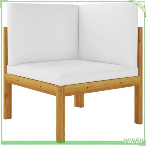 Banc de jardin 2 places - FAFEICY - 3068853 - Bois d'acacia massif - Dossier corde tressée - Coussins blancs amovibles (1/5)