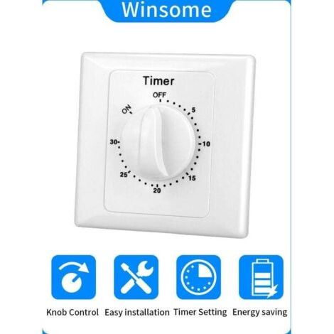Minuteur électronique 220V – Compte à rebours 30min – Installation ouverte – Commande simple – Protection ignifuge – Blanc – 8686mm (1/5)