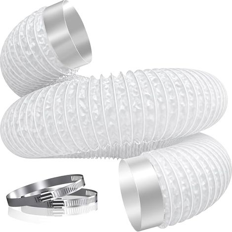 Hon&Guan Aluminium-PVC-Auspuffrohr Ø 100 mm 3 m mit 2 Schlauchschellen Weiß (1/5)