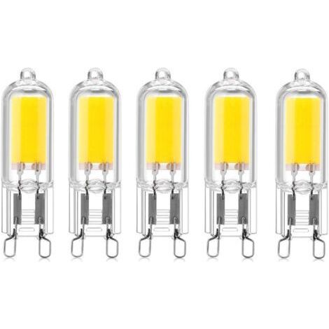 5-pcs 2W G9 Culot Capsules COB LED Ampoule 220V 200 Lumen 10W-20W Ampoule Halogène équivalent pour Lustre Lampe de Bureau Applique Murale Blanc Chaud 3000K [Classe énergétique A++] (1/5)