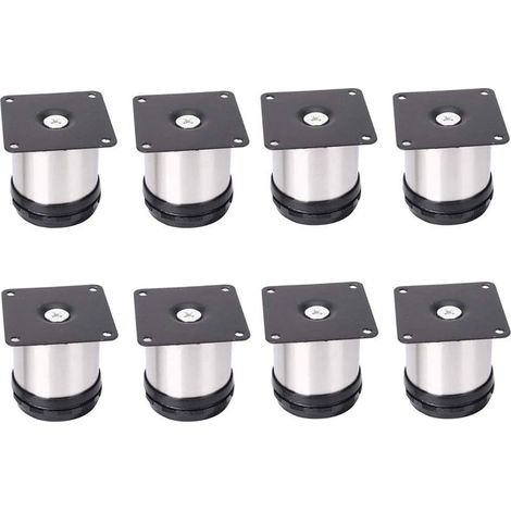 Pieds de meuble réglables en acier inoxydable – Hauteur 50 mm ajustable jusqu'à 15 mm – Capacité de charge 40 kg – Pour canapés et armoires (1/5)