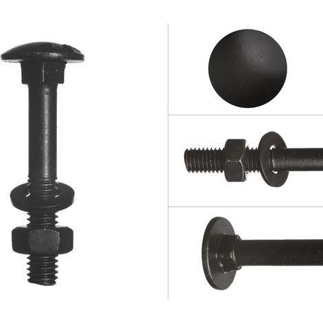 Schlossschrauben mit Mutter und Scheibe verzinkt schwarz M6 x 40