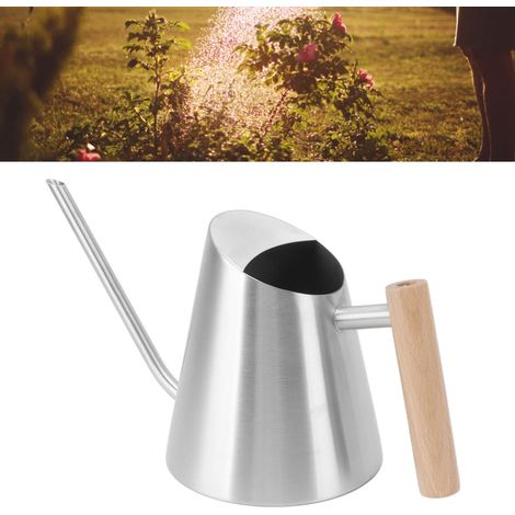 Regadera  Boquilla larga de acero inoxidable con mango de madera inoxidable para plantas de interior y jardín, bonsáis  290 mm/488 g Plata (1/5)